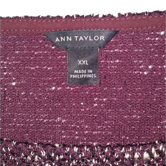 Ann Taylor Burgundy & White Speckled Top with Cute Knot Tie Sleeves . 😍😍😍 - Picture 4 of 7
